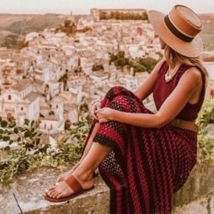 Zara Crochet Knit Sleeveless Striped Maxi Dress - Size S